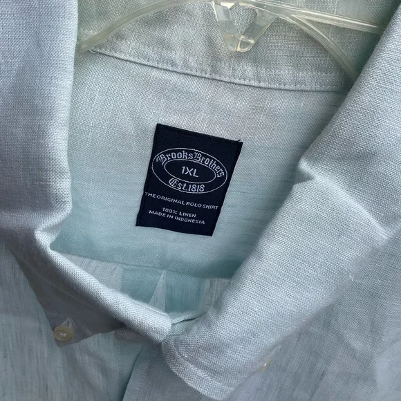 Brooks Brothers Short-Sleeve Linen Shirt- GREEN - Picture 6 of 8